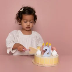 Little Dutch Wooden Birthday Cake - Pink - Essentials Best