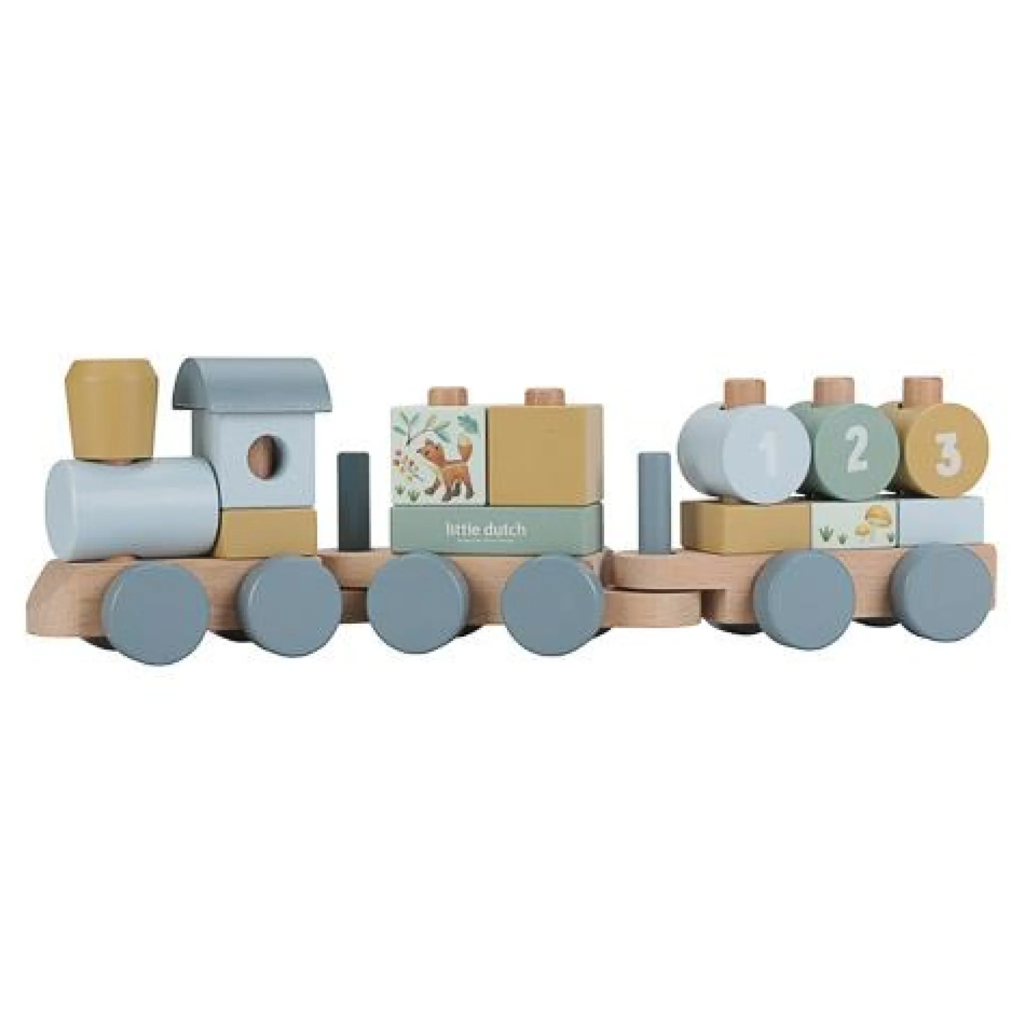 Little Dutch Wooden block train - Blue - Forest Friends Sale