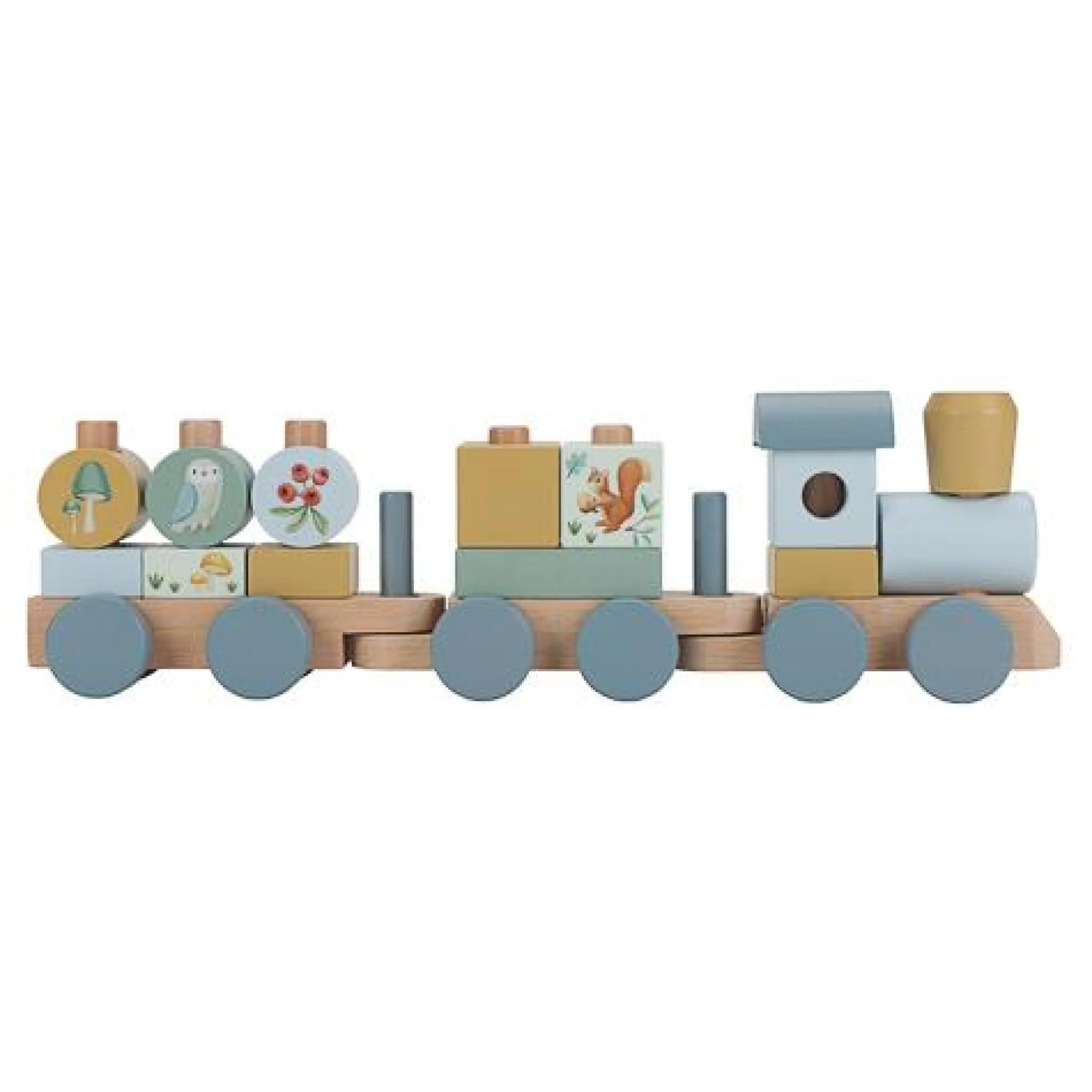 Little Dutch Wooden block train - Blue - Forest Friends Sale