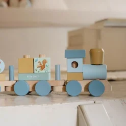 Little Dutch Wooden block train - Blue - Forest Friends Sale