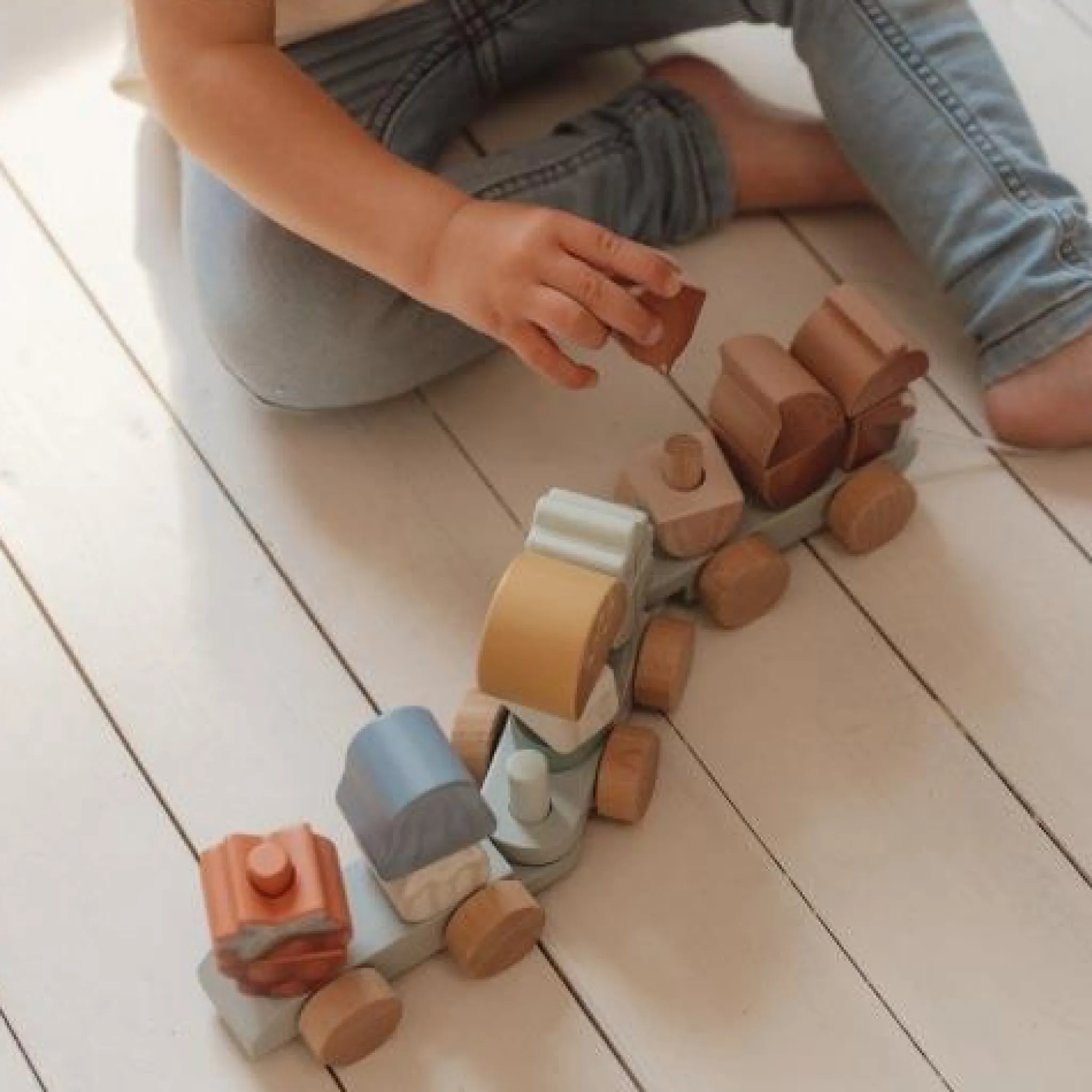 Little Dutch Wooden Block Train - Blue - Forest Friends Online