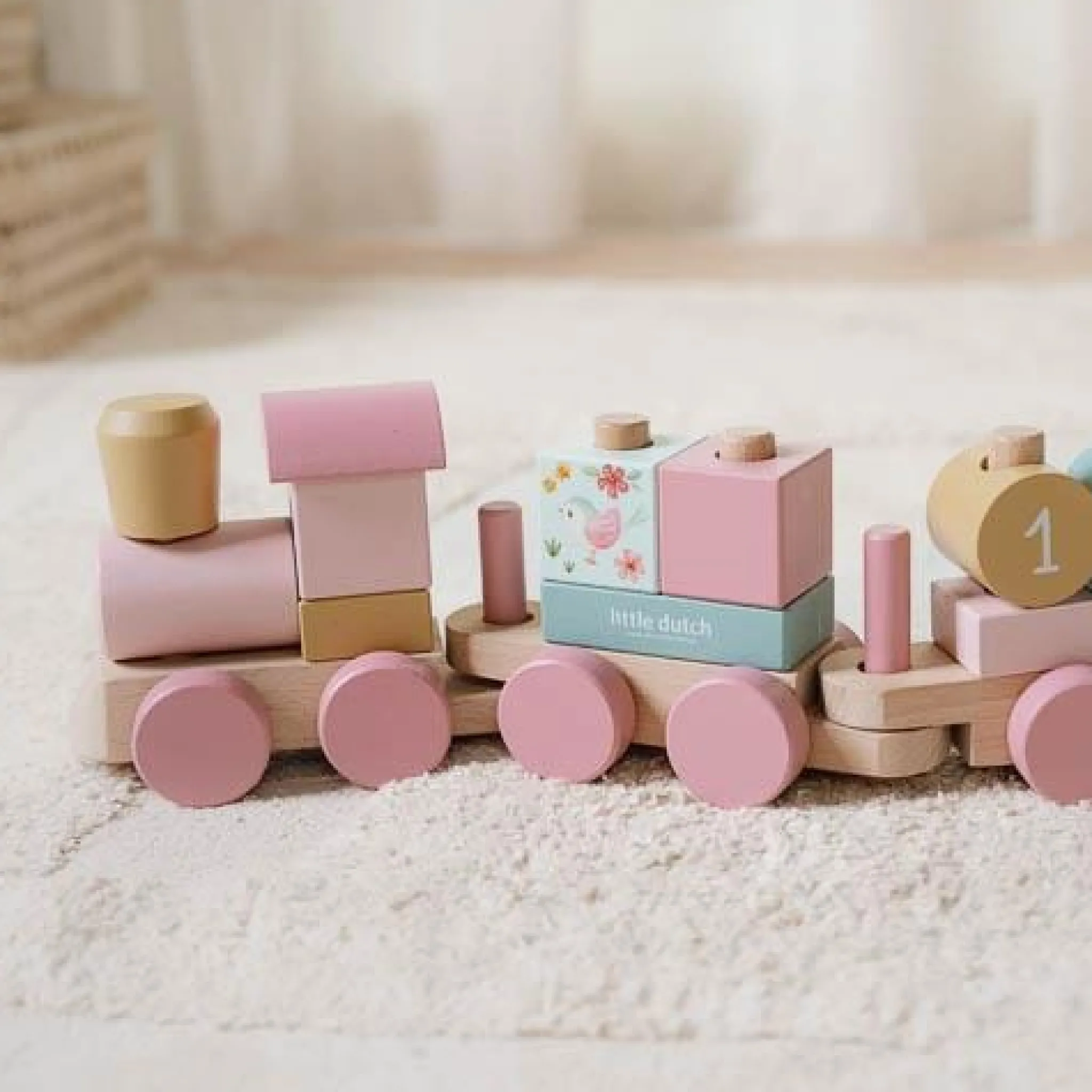 Little Dutch Wooden Block Train - Pink - Fairy Garden Outlet