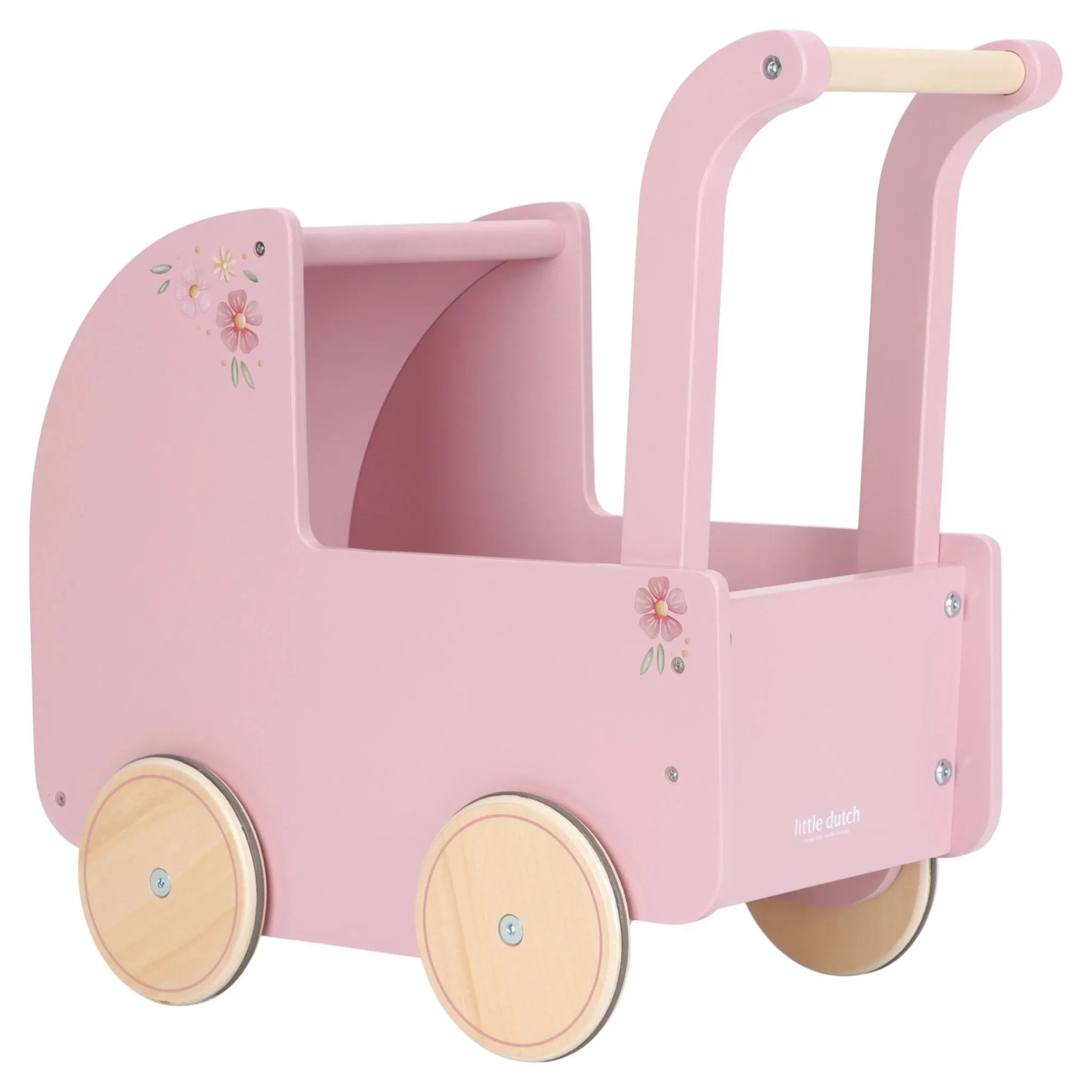 Little Dutch Wooden doll stroller - Pink - Essentials Outlet