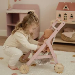 Little Dutch Wooden doll stroller - Pink - Essentials Online
