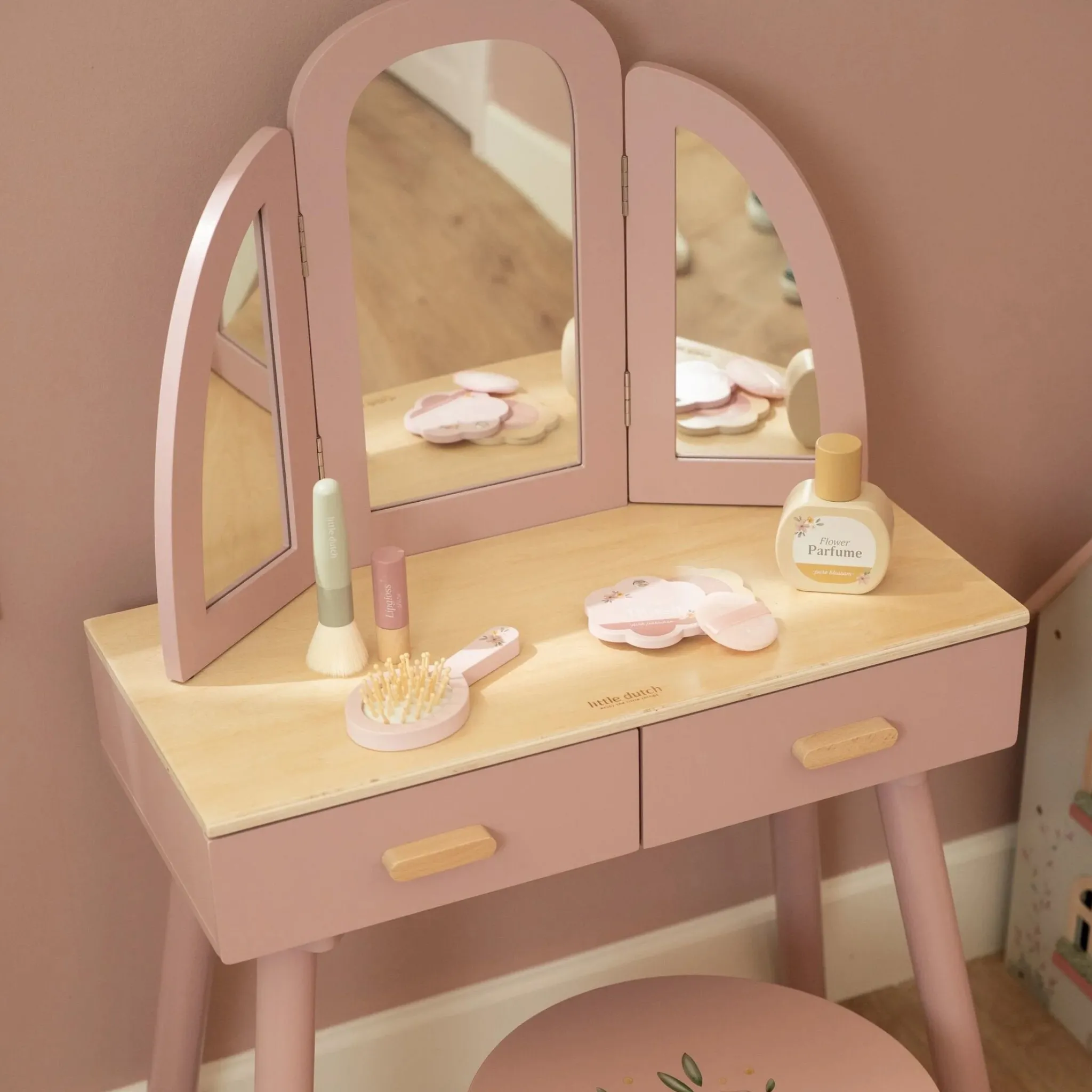 Little Dutch Wooden dressing table – Pink – Essentials Discount
