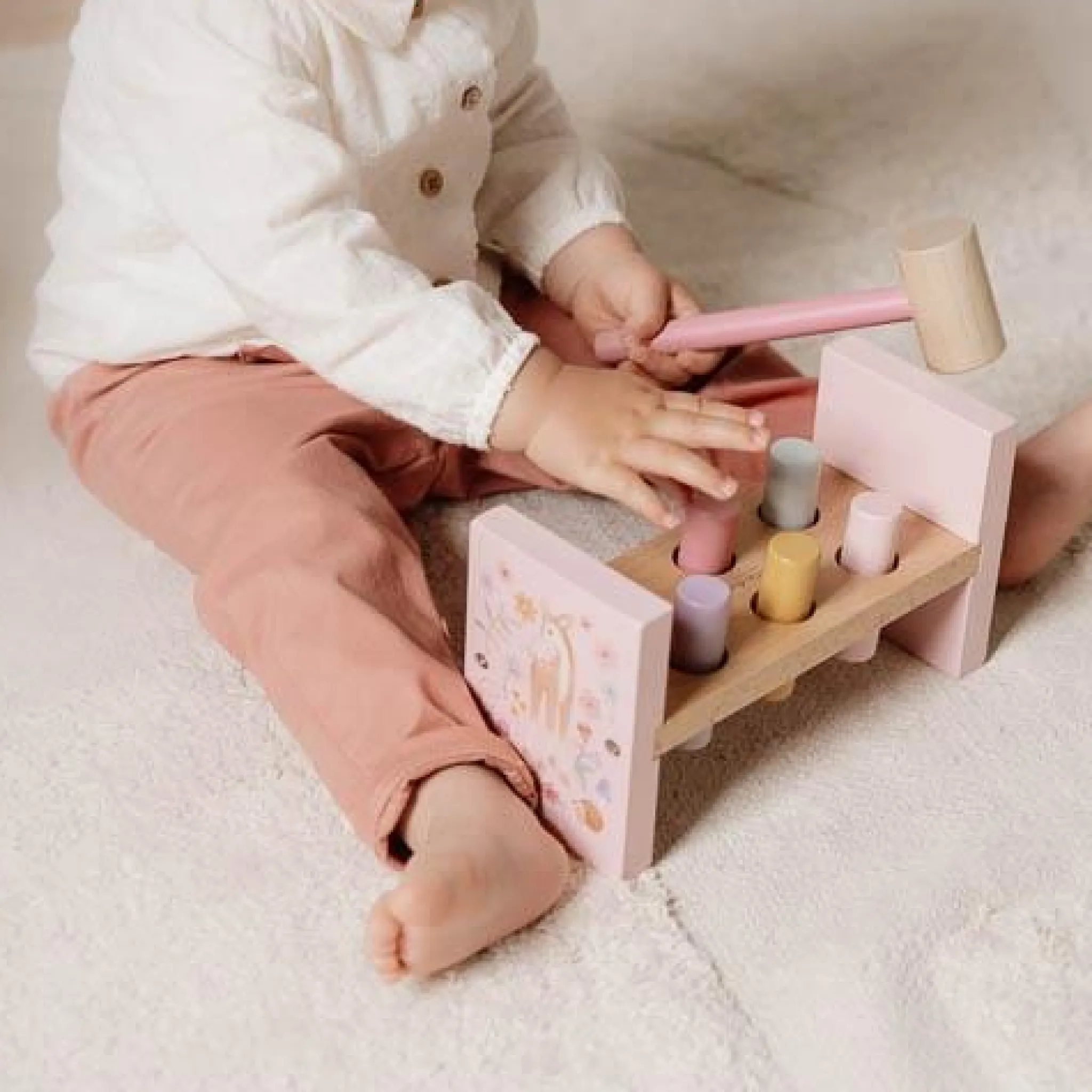 Little Dutch Wooden Hammer Bench - Pink - Fairy Garden Clearance
