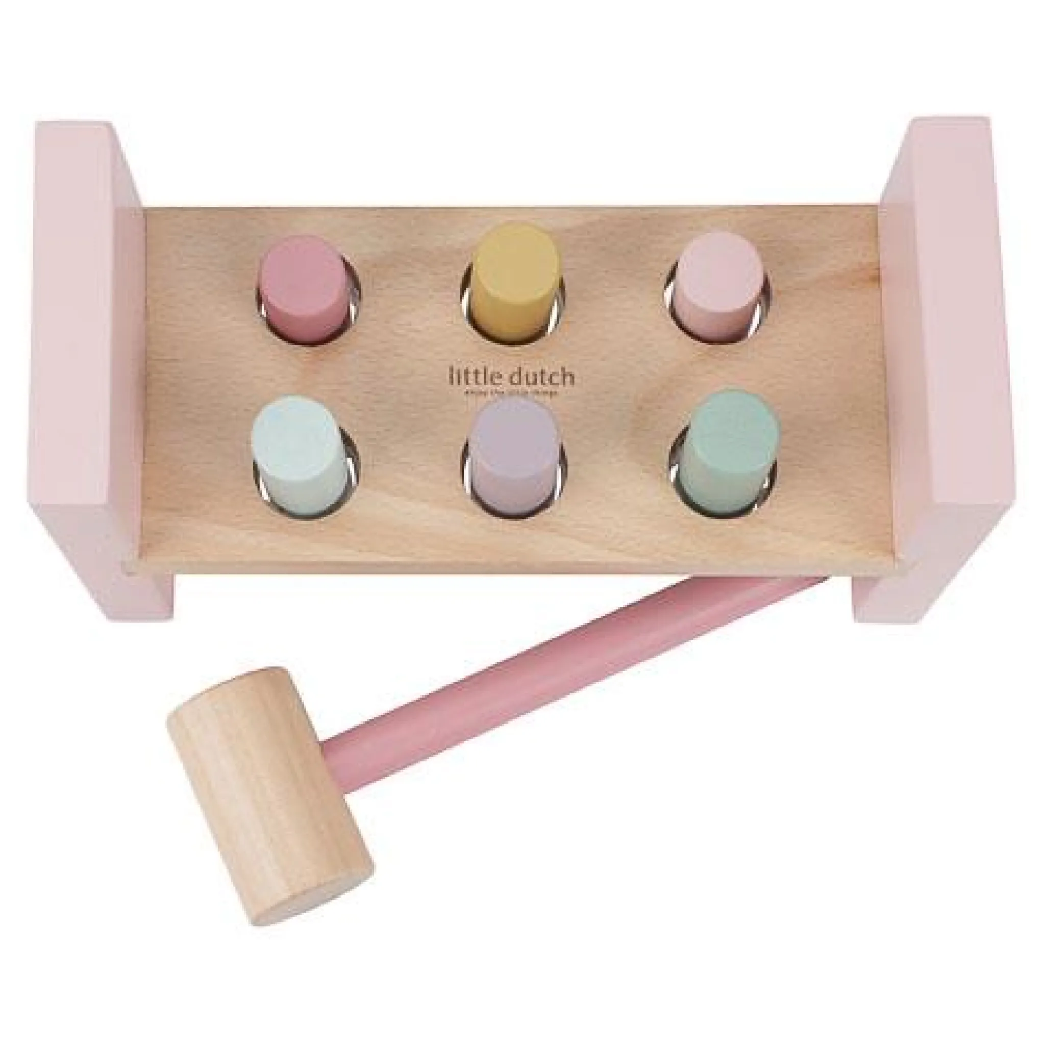 Little Dutch Wooden Hammer Bench - Pink - Fairy Garden Clearance