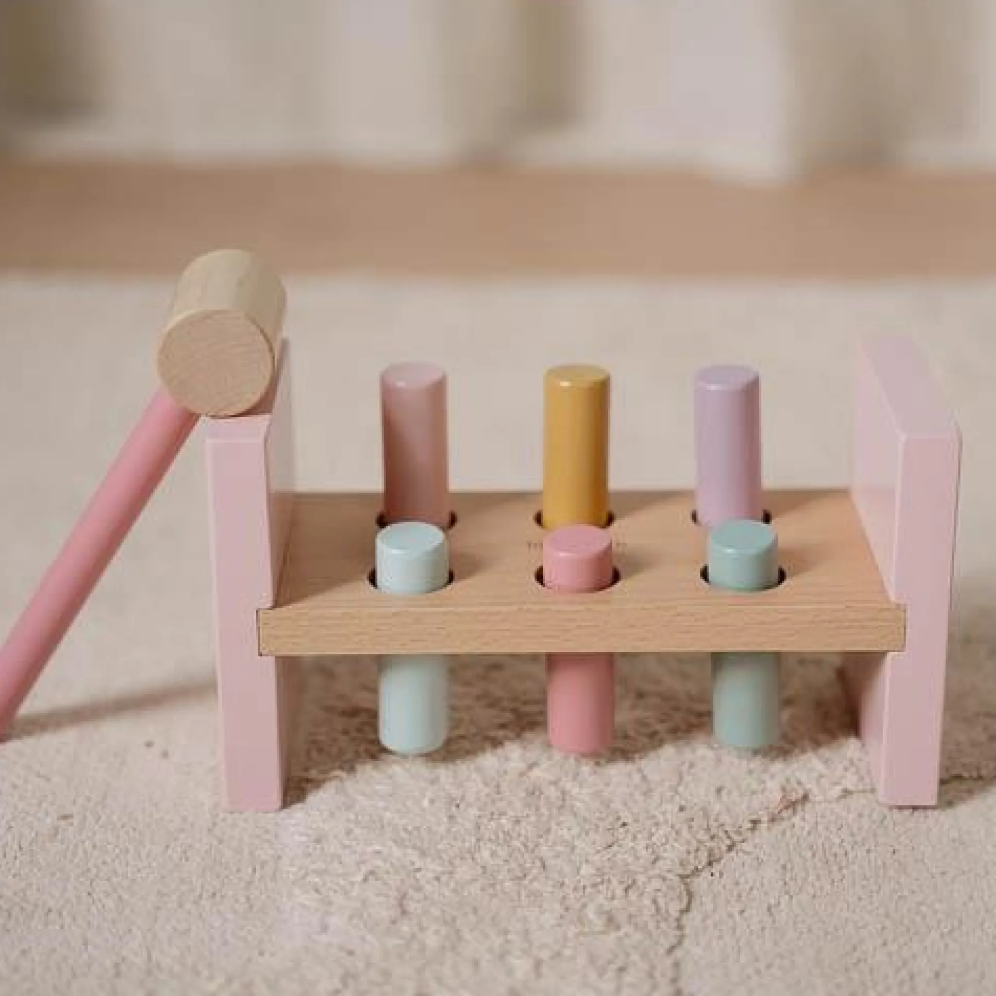 Little Dutch Wooden Hammer Bench - Pink - Fairy Garden Clearance