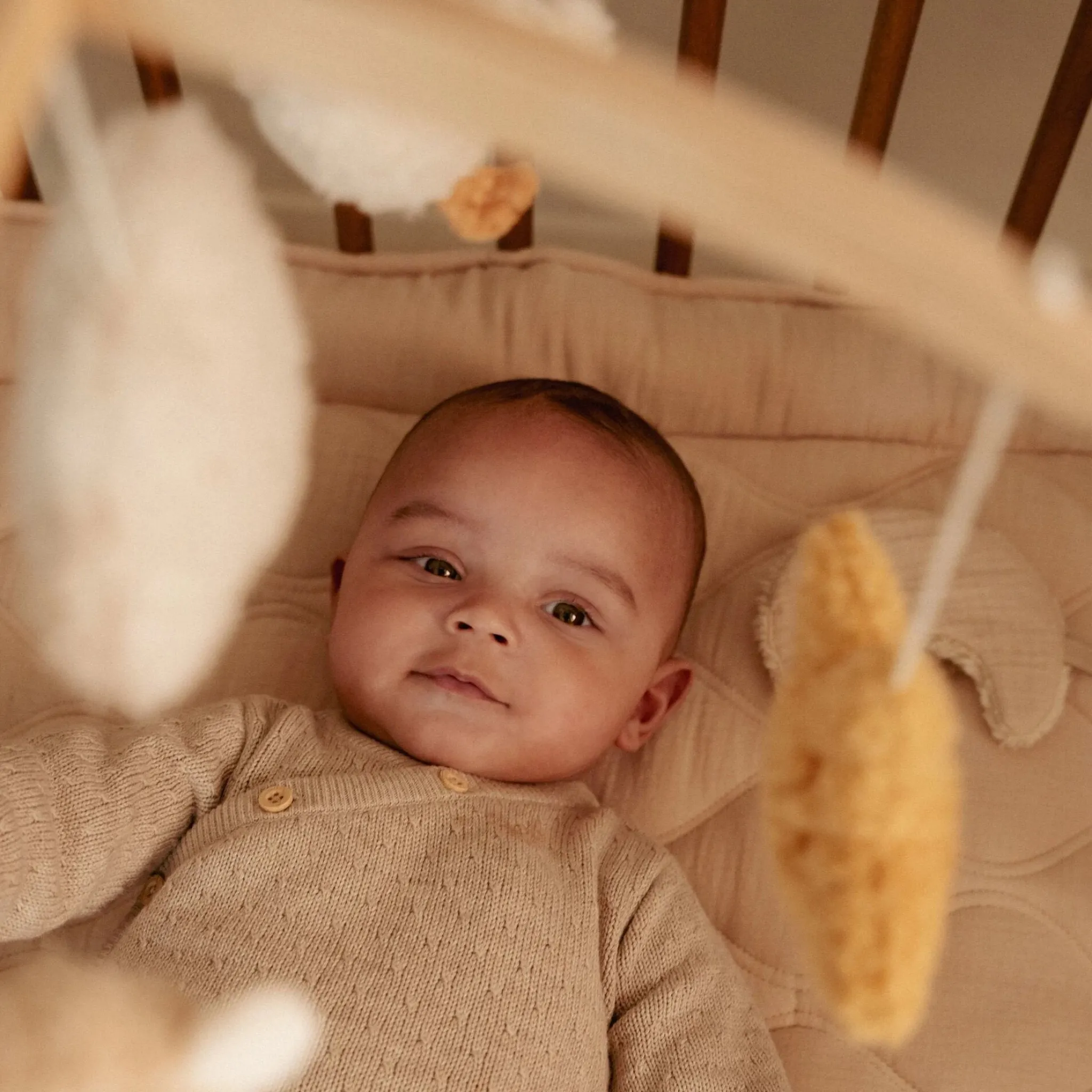 Little Dutch Wooden music mobile - Beige - Newborn Naturals Clearance