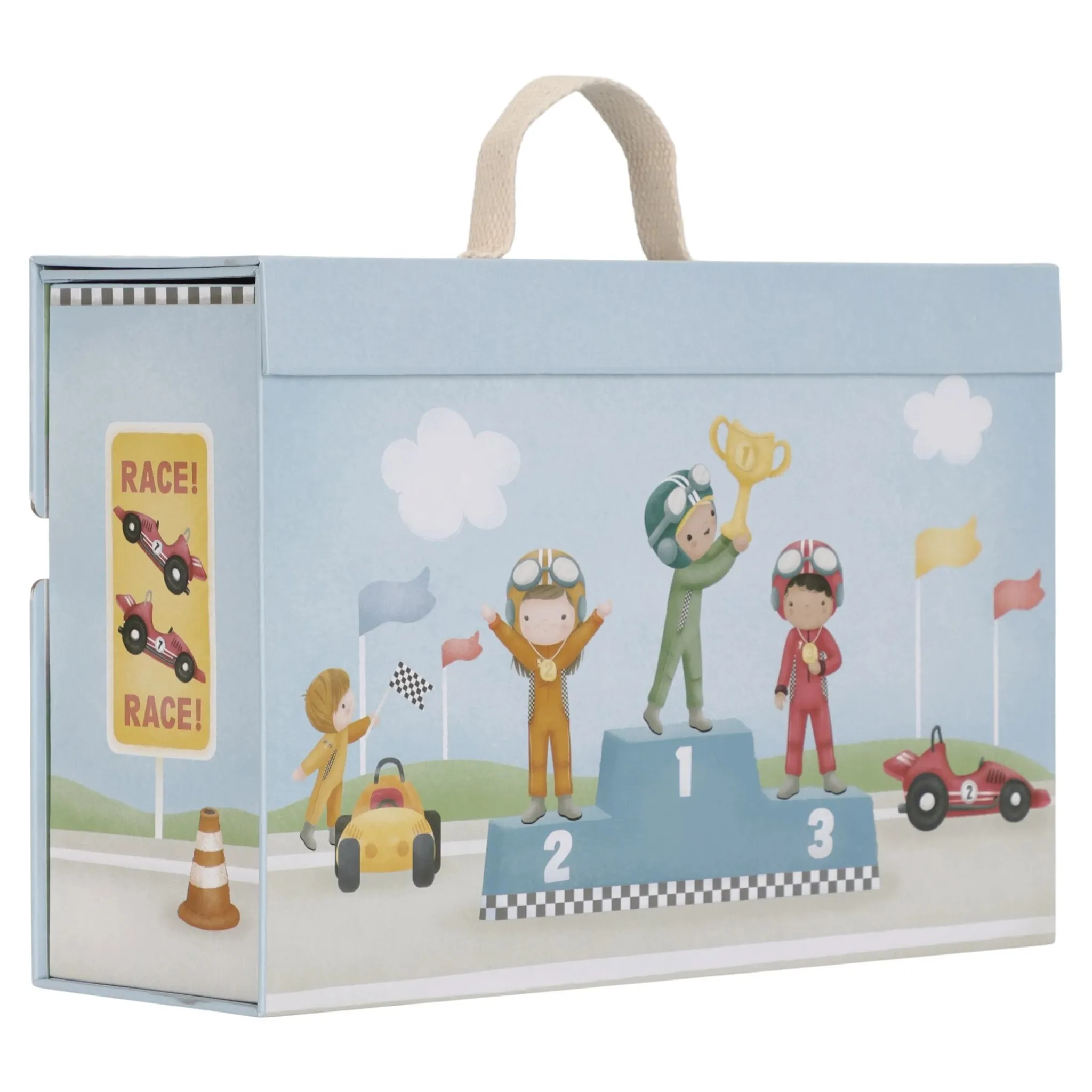Little Dutch Wooden racetrack in play case – Multicolored – Essentials Discount