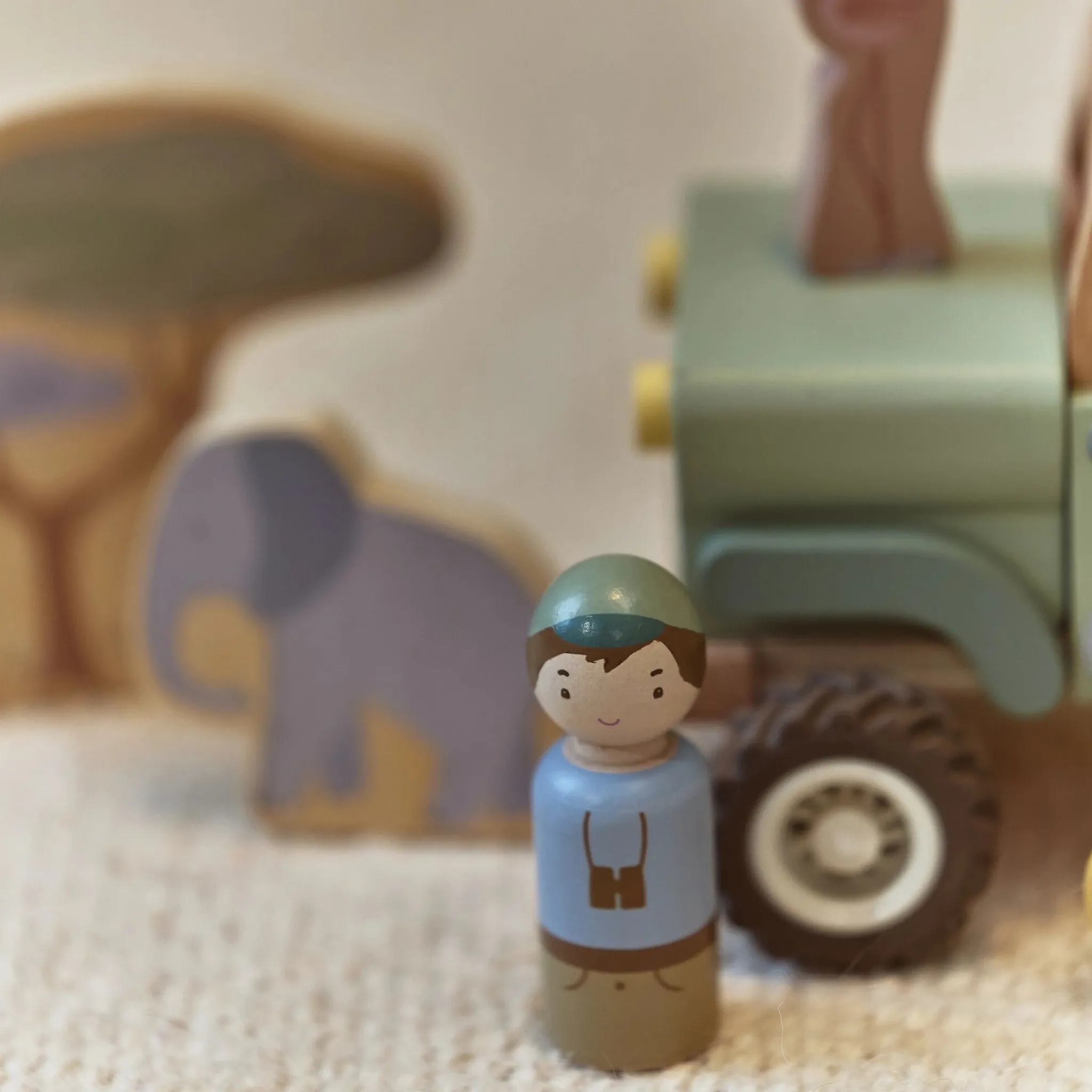 Little Dutch Wooden safari car with animals - Green Sale