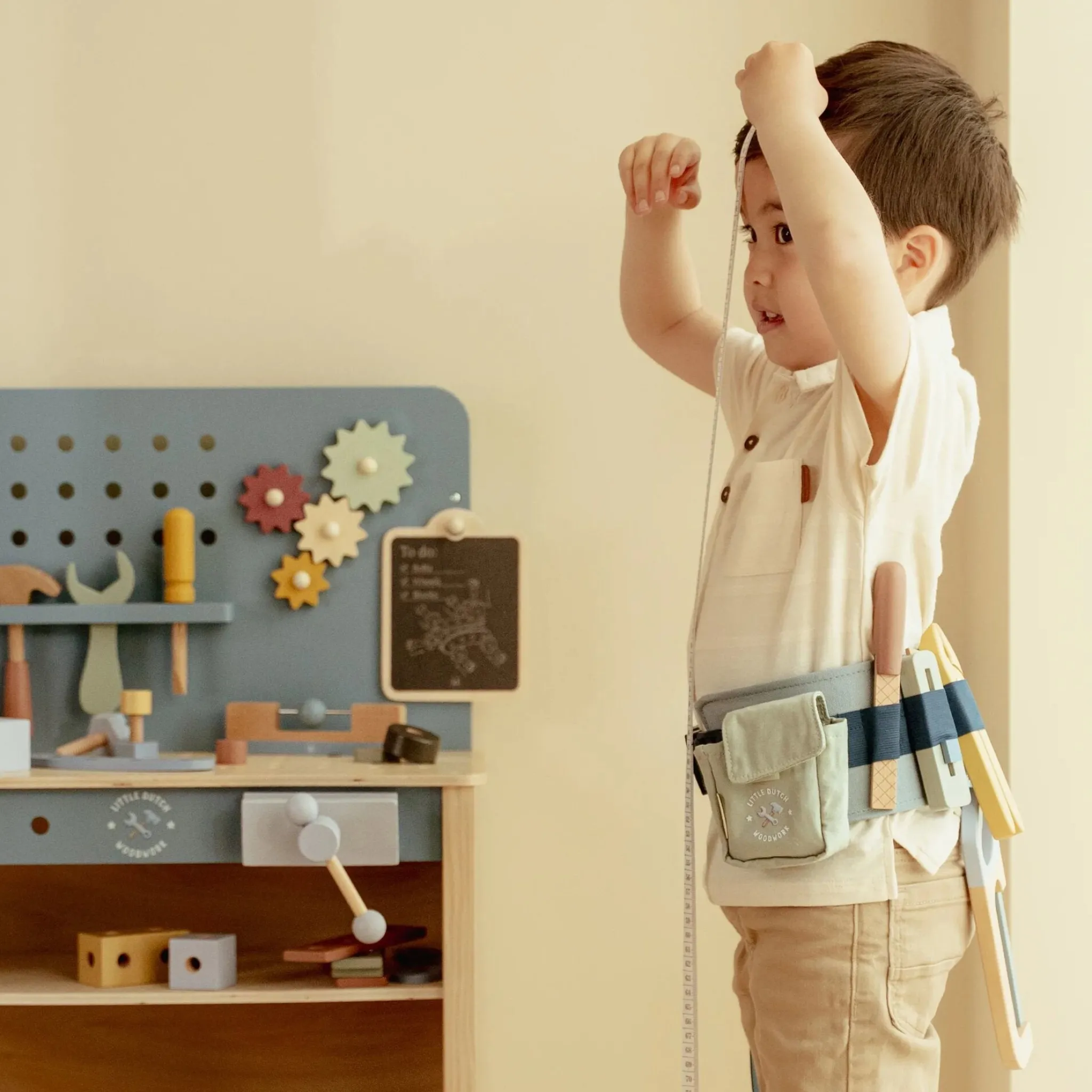 Little Dutch Wooden tool belt - Blue - Essentials New