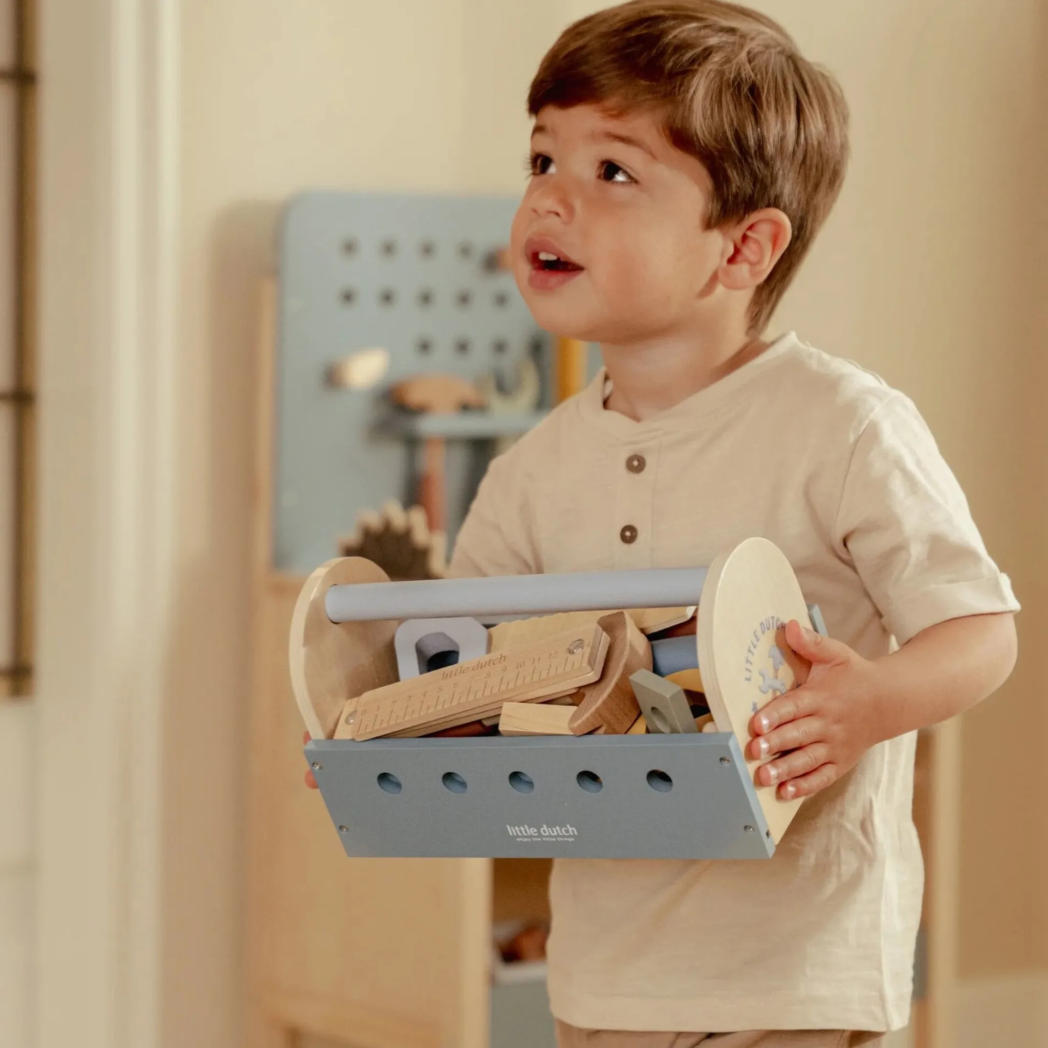Little Dutch Wooden toolbox - Blue - Essentials Outlet