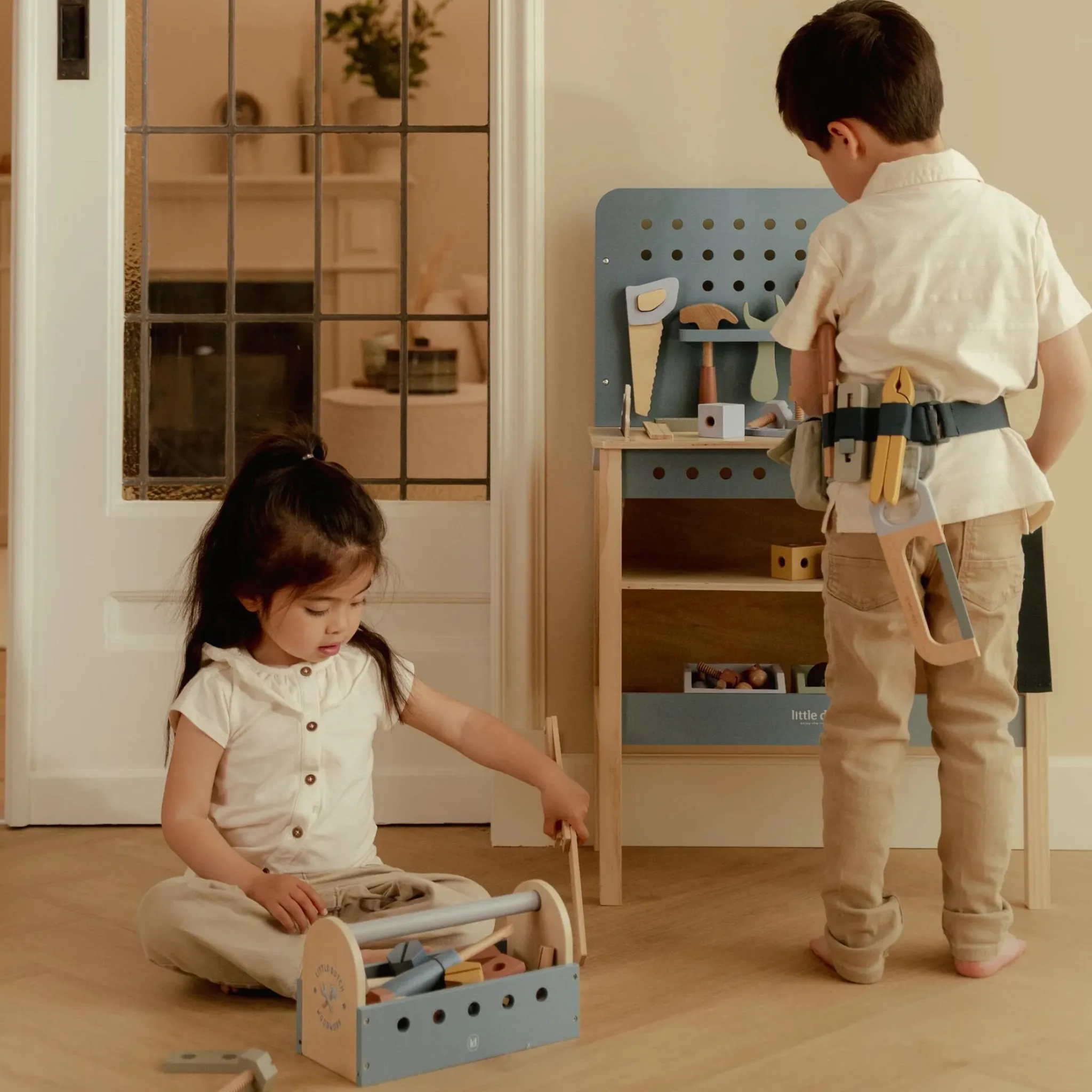 Little Dutch Wooden toolbox - Blue - Essentials Outlet